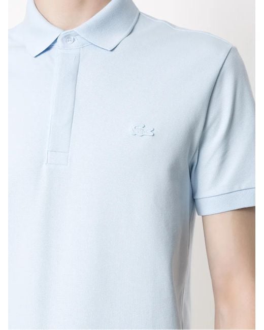 Lacoste Blue Logo-Patch Short-Sleeve Polo Shirt for men