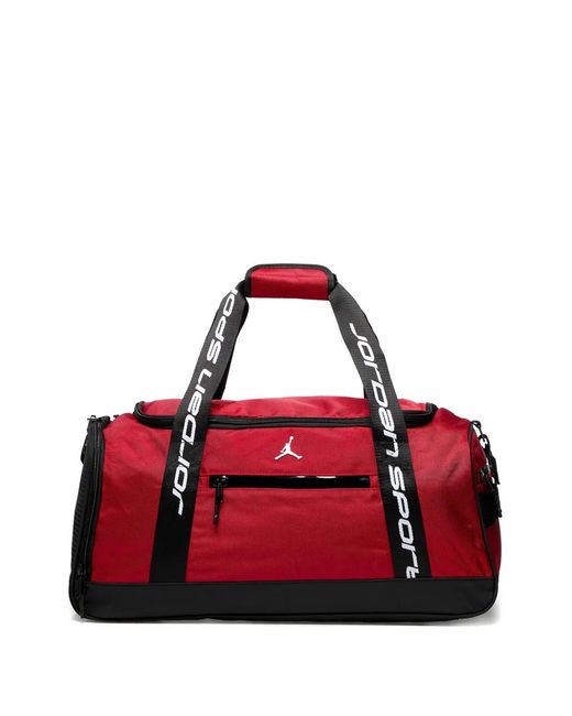 Nike Red Logo-Patch Strap Duffle Bag