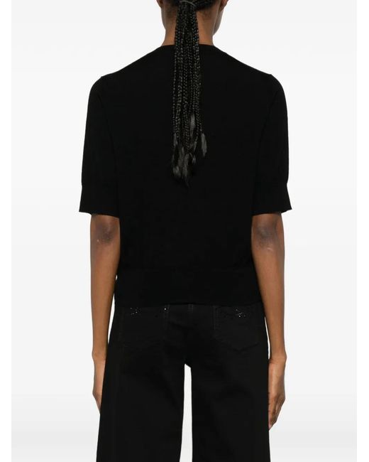 Le Petite Pulle Black Short-Sleeve Button-Up Cardigan