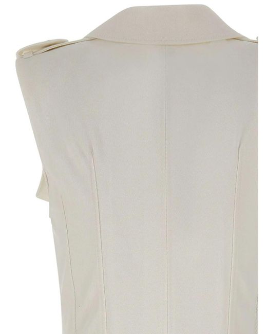 Elisabetta Franchi White Sleeveless Pocket-Detail Mini Dress