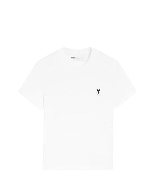 AMI White Cropped Contrasted "Ami De Coeur" T Shirt
