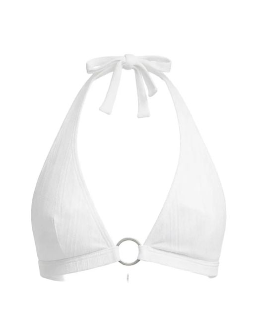 MICHAEL Michael Kors White Ring-Detailing Bikini Top