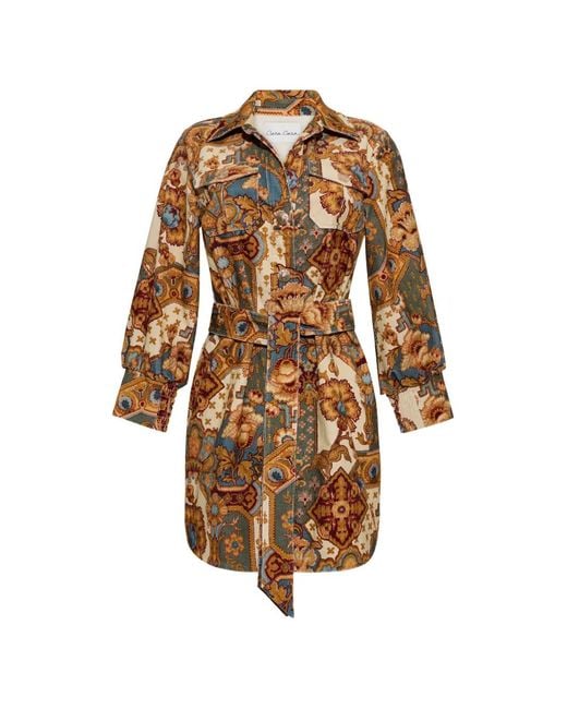 Cara Cara Brown Villena Patchwork Corduroy Mini Dress