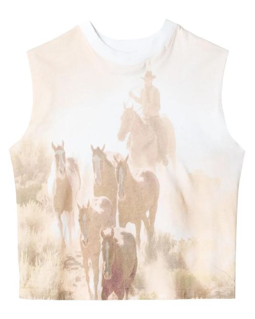 Re/done Natural Baby Muscle Cowboy-Print Top