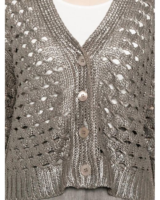Peserico Gray Button Crochet Cardigan