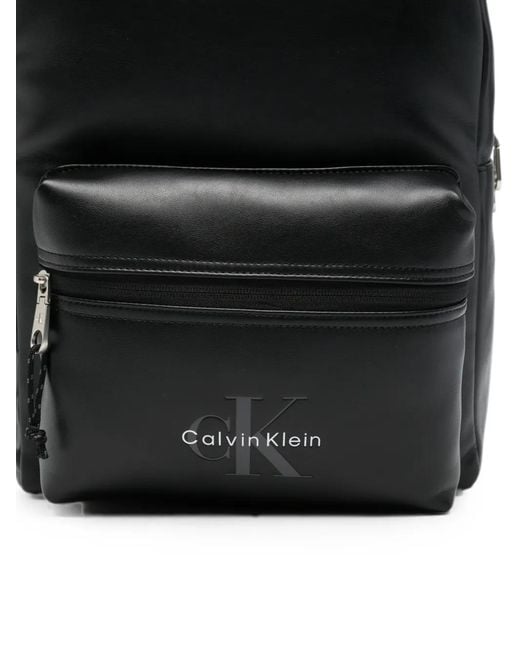 Calvin Klein Black Logo-Print Backpack for men