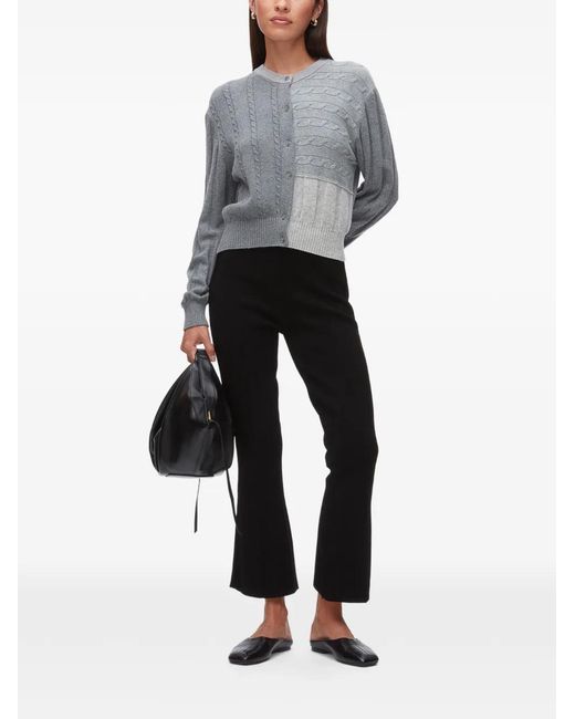 3.1 Phillip Lim Gray Cable-Knit Patchwork Cardigan