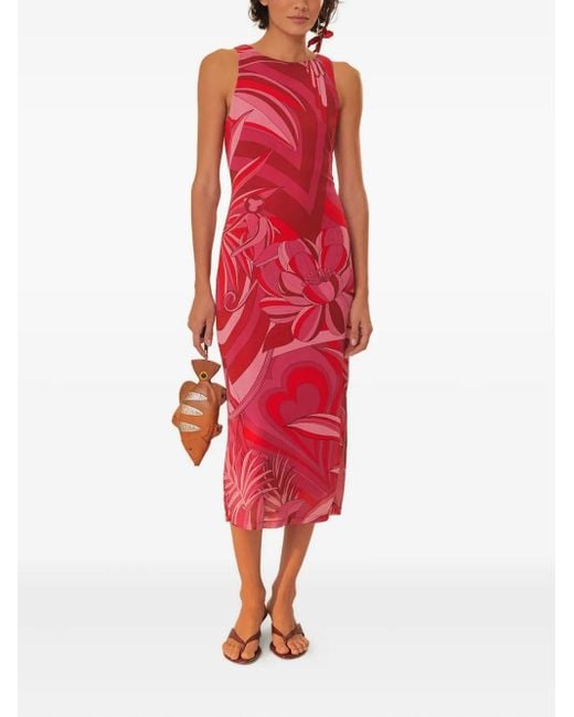 Farm Rio Red Endless Summer Tulle Midi Dress