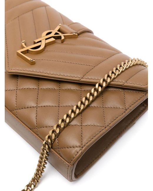 Saint Laurent Brown Small Envelope Leather Shoulder Bag