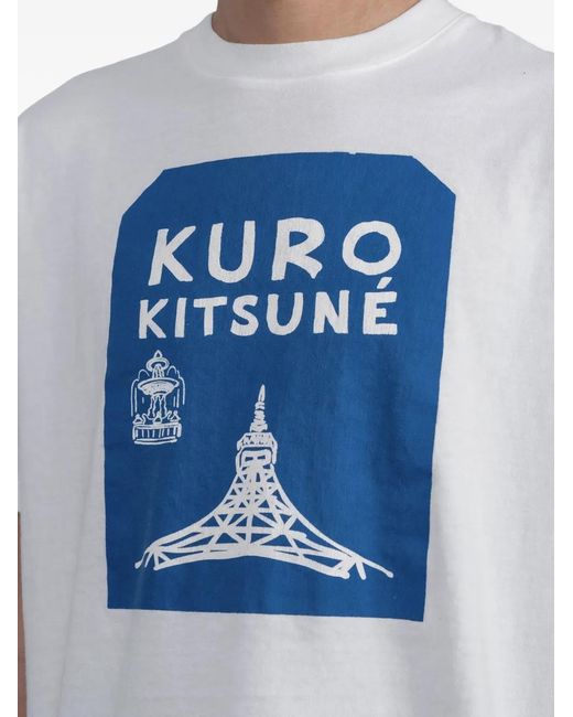 Maison Kitsuné White X Kuro Tokyo-Paris Crossroads Print T-Shirt for men