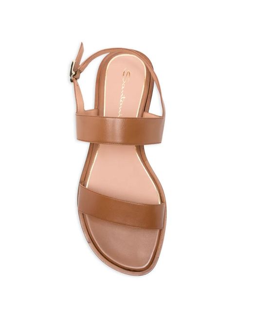 Santoni Brown Buckle-Fastening Leather Sandals