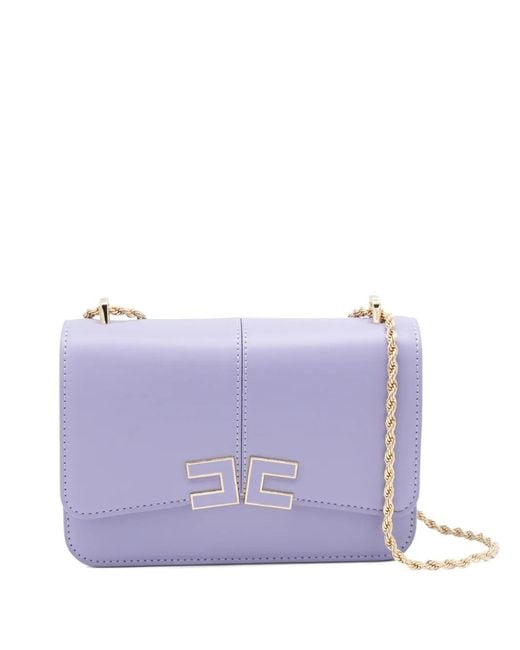 Elisabetta Franchi Purple Logo Detail Shoulder Bag
