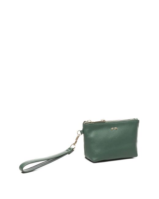 V73 Green Logo-Lettering Clutch Bag