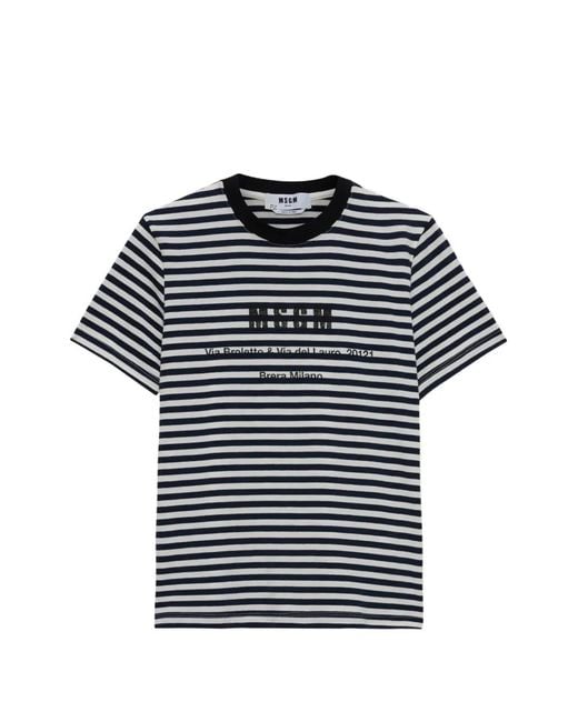 Camiseta A Rayas MSGM de color Blue