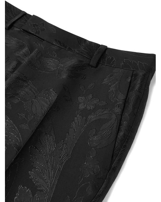 Versace Black Embossed Floral Trousers for men