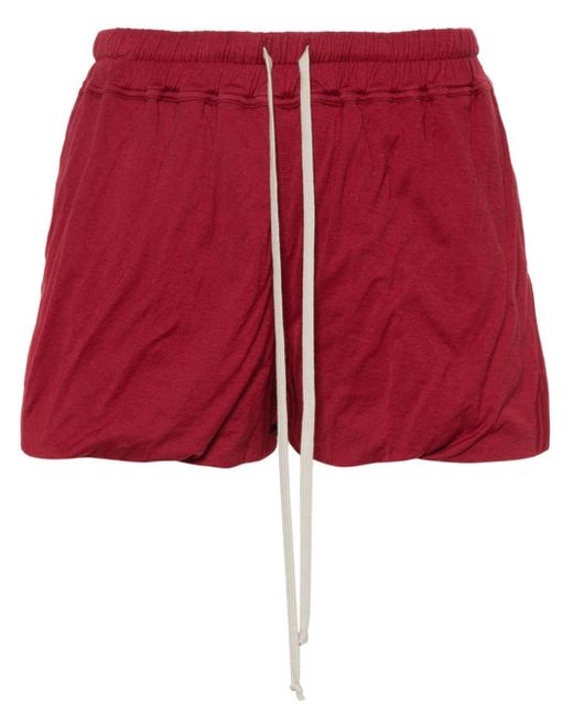 Rick Owens Red Side-slits Jersey Shorts