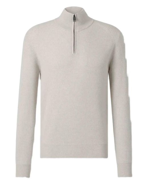 Pull Côtelé À Col Zippé Brioni pour homme en coloris White