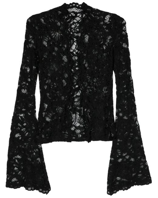 MANURI Black Sally Lace Blouse