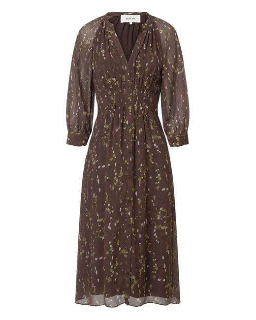 Ba&sh Gesmockte Jurk Met Abstracte Print in het Brown