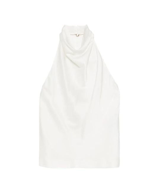 Stella McCartney White Satin Halterneck Top