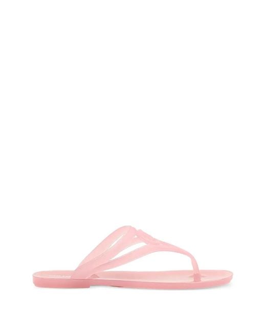 Karl Lagerfeld Pink Jelly Logo-Detail Flip-Flops