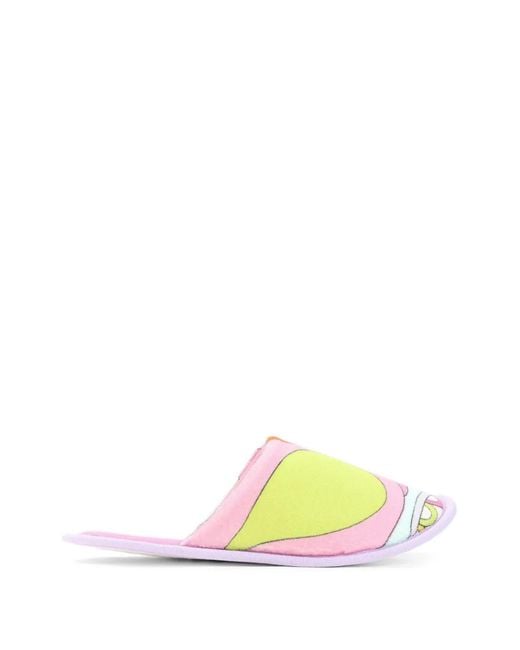 Emilio Pucci Yellow Abstract-Print Slippers