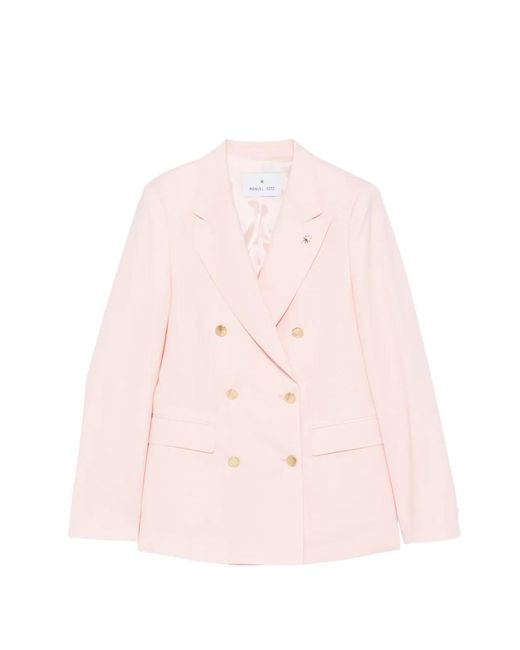 Manuel Ritz Pink Double-Breasted Peak-Lapel Jacket