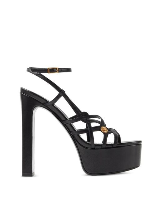 Versace Black Valentina Nappa Platform Sandals 140 Mm