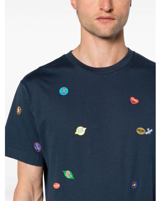 KENZO Blue Fruit Stickers Cotton T-shirt for men