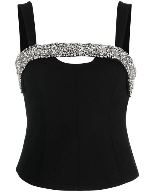 Jonathan Simkhai Black Crystal-Embellished Corset Top