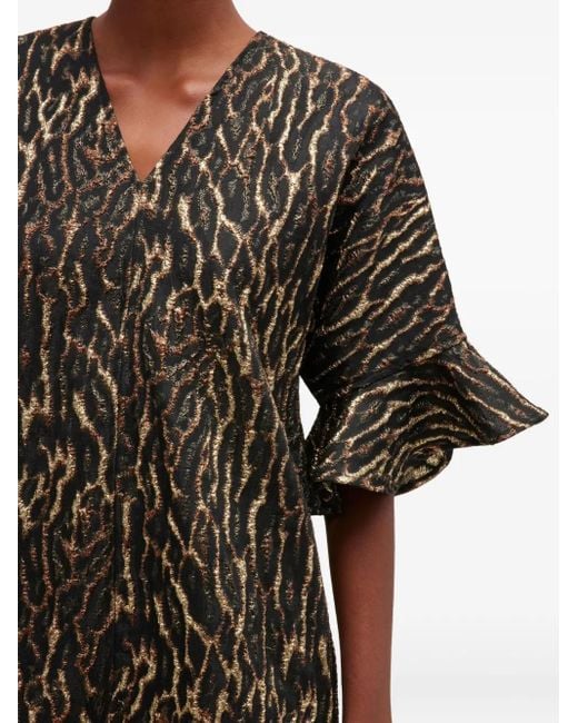 Ganni Mini-Jurk Met V-Hals in het Brown