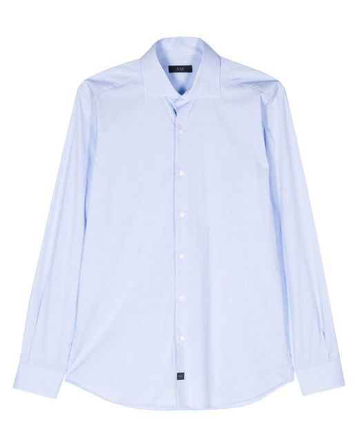 Fay Blue Logo-patch Cotton Shirt for men