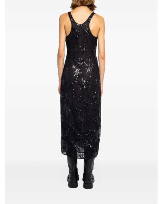 Zadig & Voltaire Black Rarysa Star-Embroidered Woven Midi Dress