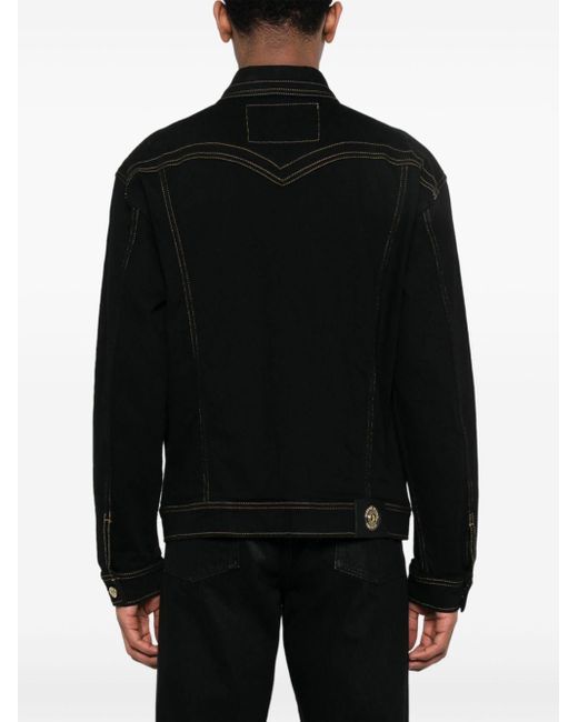 Versace Jeansjacke mit V-Emblem in Black für Herren