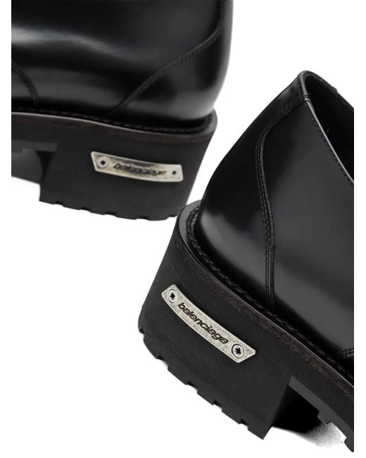 Balenciaga Black Venom Lace-Up Leather Derby Shoes for men