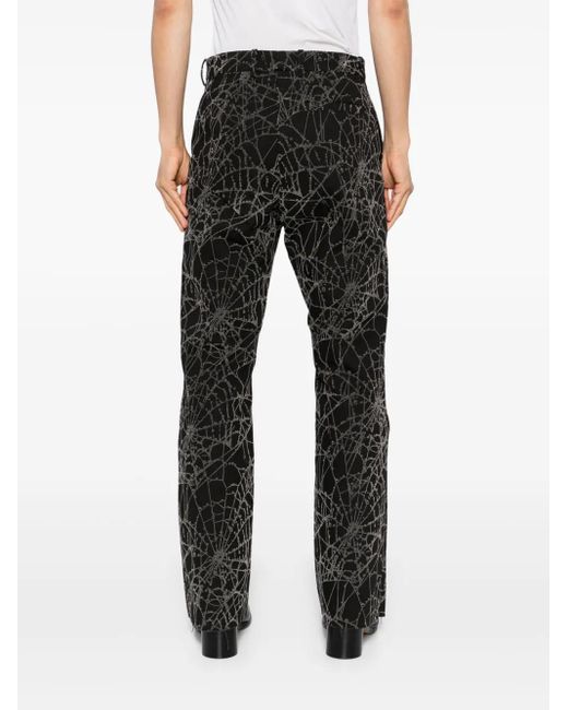 MASU Black Flocky-Web Flared Trousers for men