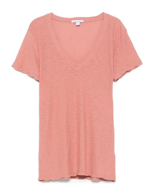 James Perse T-Shirt Met V-Hals in het Pink