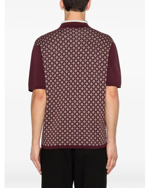 Drole de Monsieur Red Patterned Polo Shirt for men