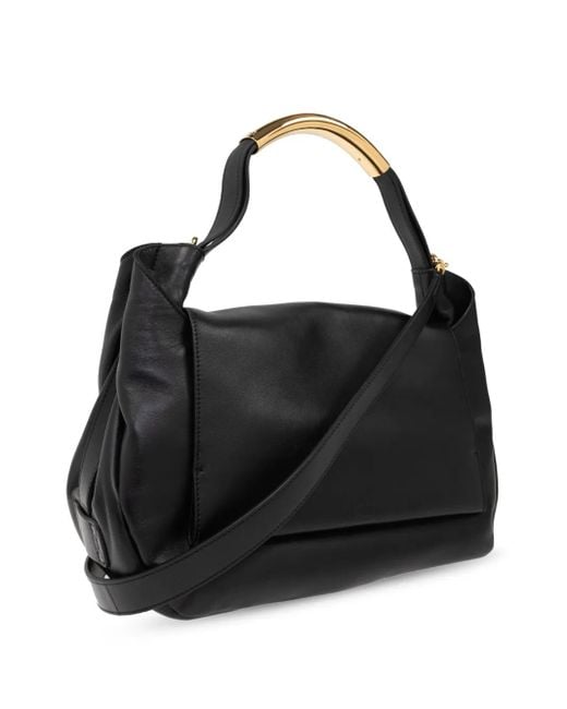 Moschino Black Handle Me Leather Tote Bag