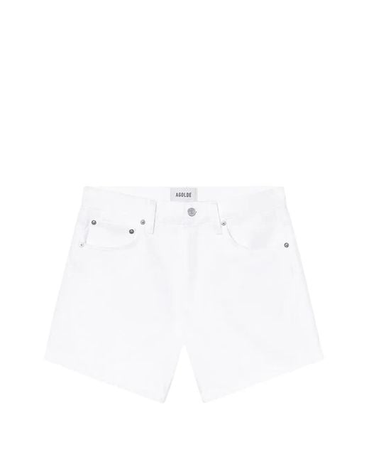 Agolde White Belt-Loops Shorts