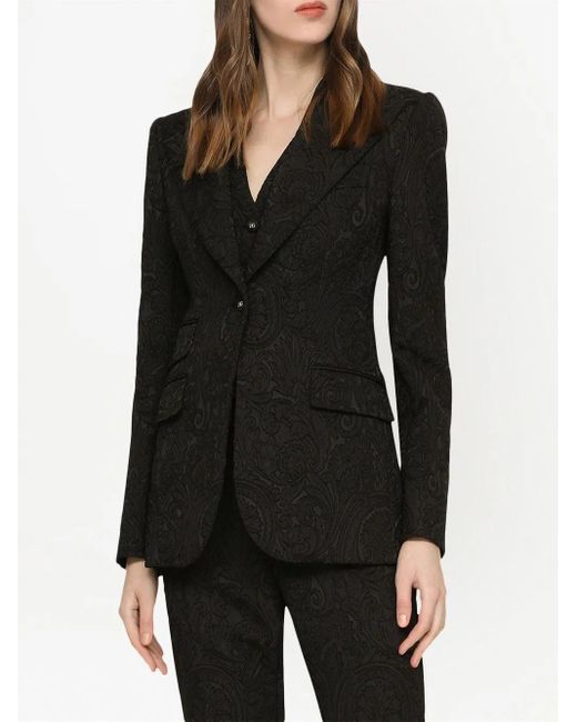 Dolce & Gabbana Black Turlington Jacquard Single-Breasted Blazer