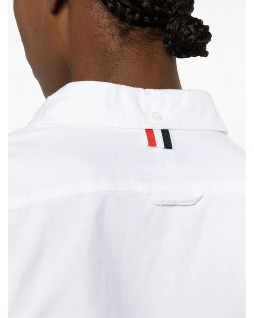 Thom Browne White Striped-grosgrain Cotton Shirt