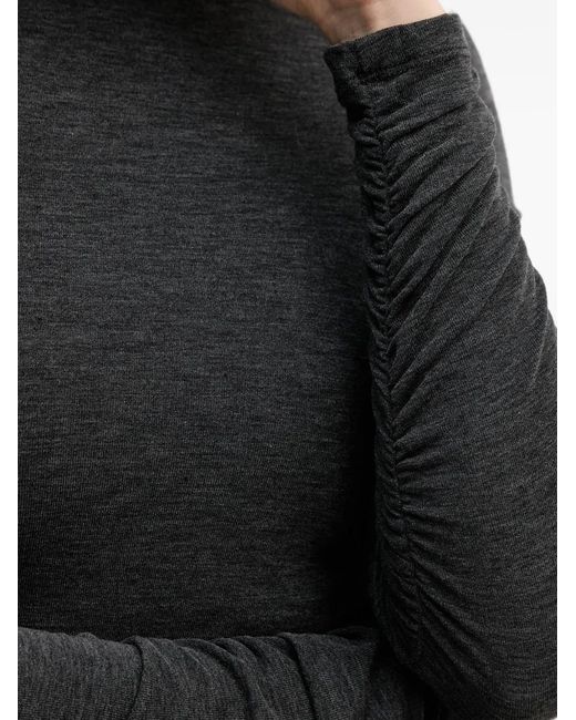 Sisley Black Ruched Roll-Neck Midi Dress