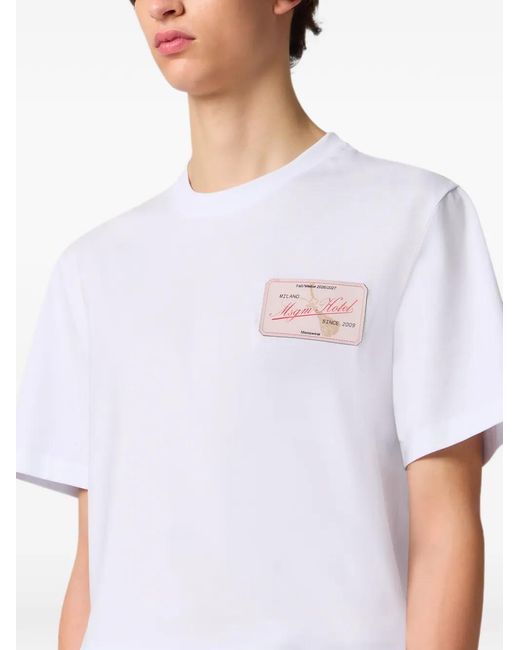 MSGM White Logo-Patch T-Shirt for men