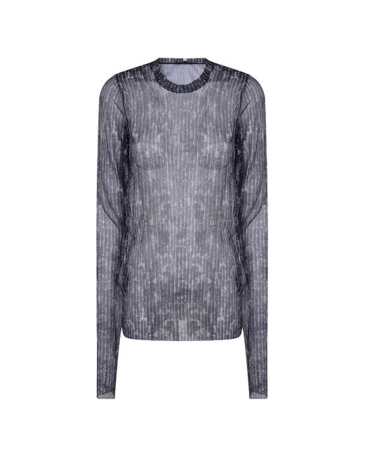 Maria Calderara Blue Sheer Graphic-Print T-Shirt