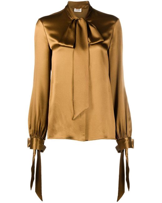 Saint Laurent Silk Blouse in Gold 