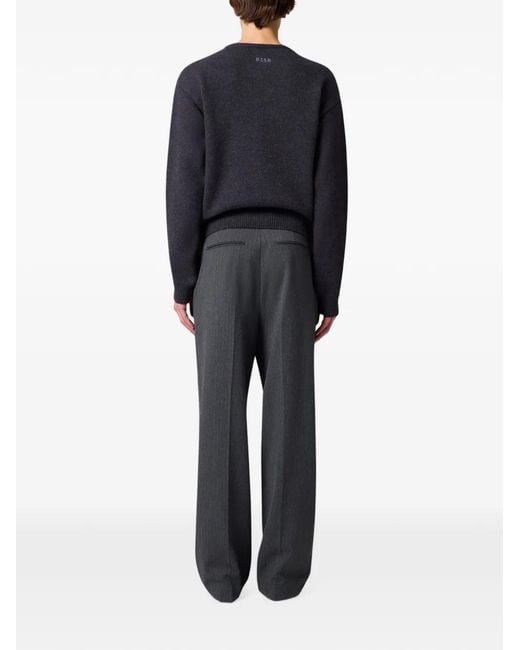 MSGM Gray Pinstripe-Pattern Pressed-Crease Trousers for men