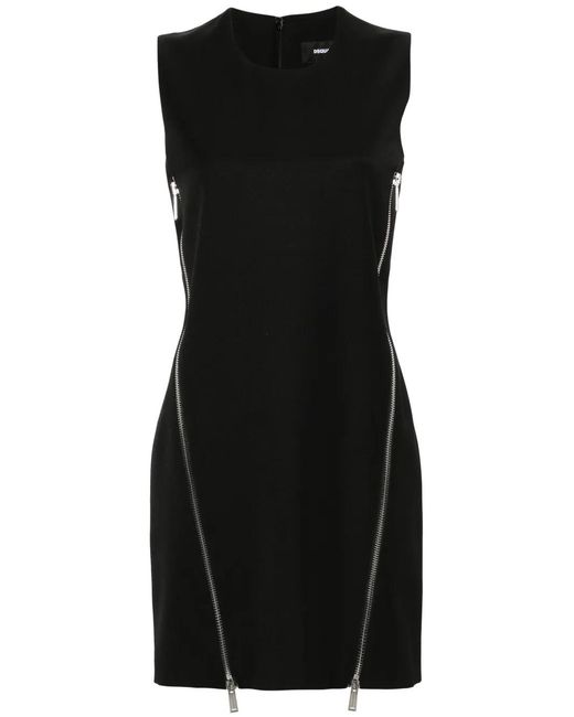 DSquared² Black Audrey Zip-Detailed Shift Dress
