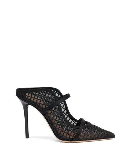 Malone Souliers Black Maureen Sequin-Embellished Mesh Mules