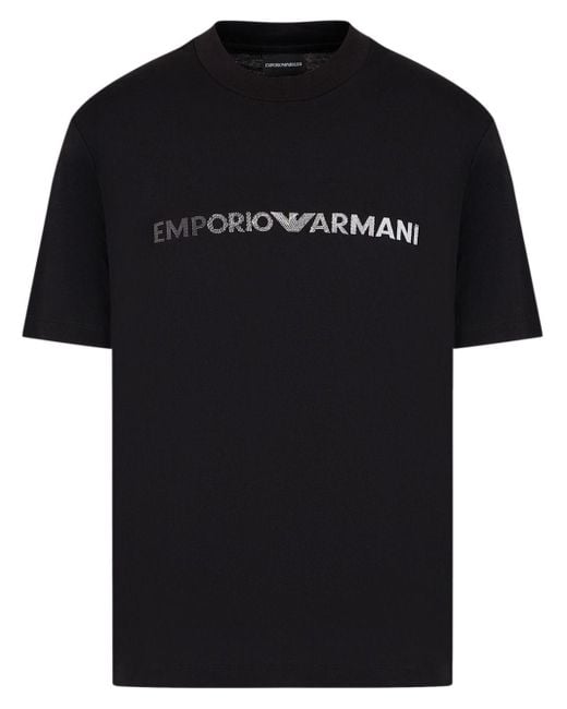 メンズ Emporio Armani ロゴ Tシャツ Black
